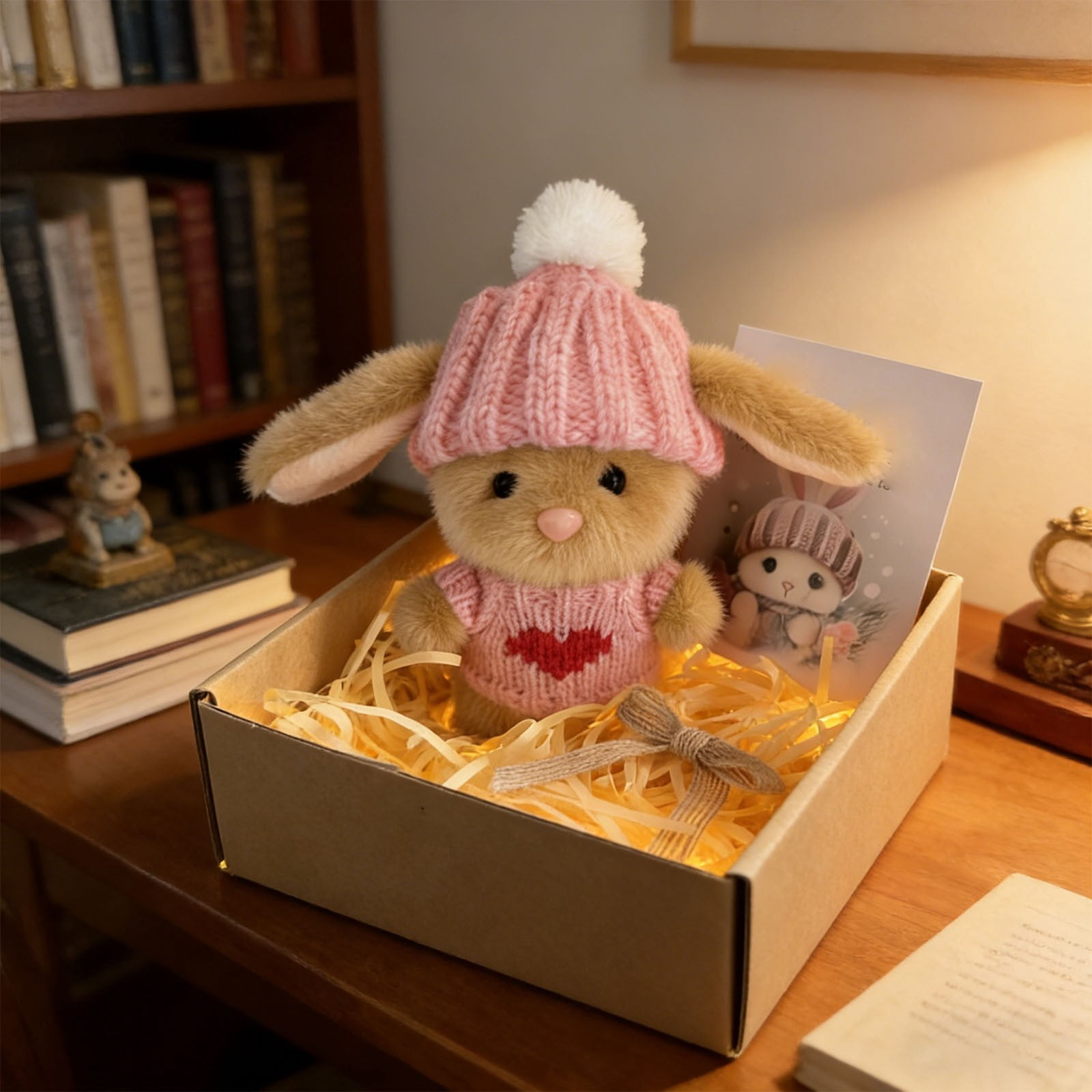 4PC Handmade Mini Bunny Hug Cute Easter Gift with Card, 2026 New Soft Plush Rabbit Mini Bunny Hugs in Box, Easter Basket Bunny Stuffer, Easters Basket Essentials Gifts