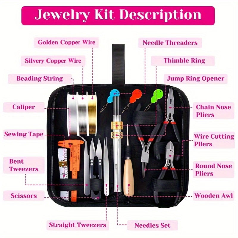 Jewelry Making Kit for Adults - All-in-One DIY Jewelry Craft with Magnifier & Helping Hands Tool - Beading Supplies for Earrings, Necklaces, Bracelets-Christmas Gift for Hobbyists