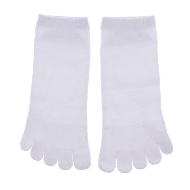 TISHITA Men Toe Socks Five Finger Cotton Socks Sports Running Ankle Socks White