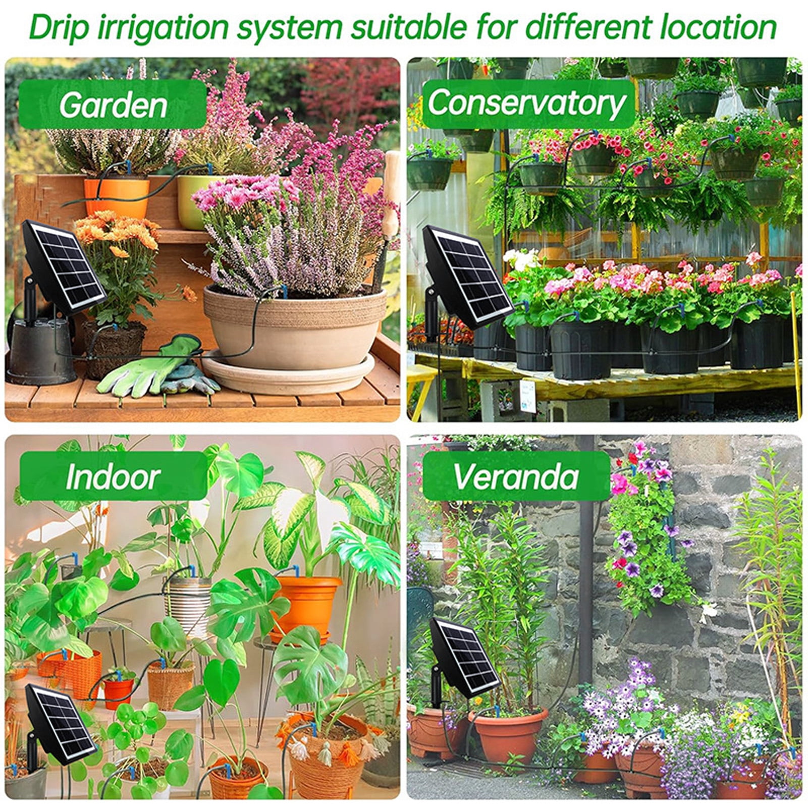 Rupoun Solar Automatic Drip Irrigation Kit Smart DIY Automatic Watering System with 2000mAh Battery (8.27 inches / 21 cm)