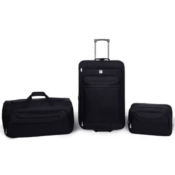 Protege Gray 3pc Travel Luggage Set 24" Check Bag, 22" Duffel, & Boarding Tote