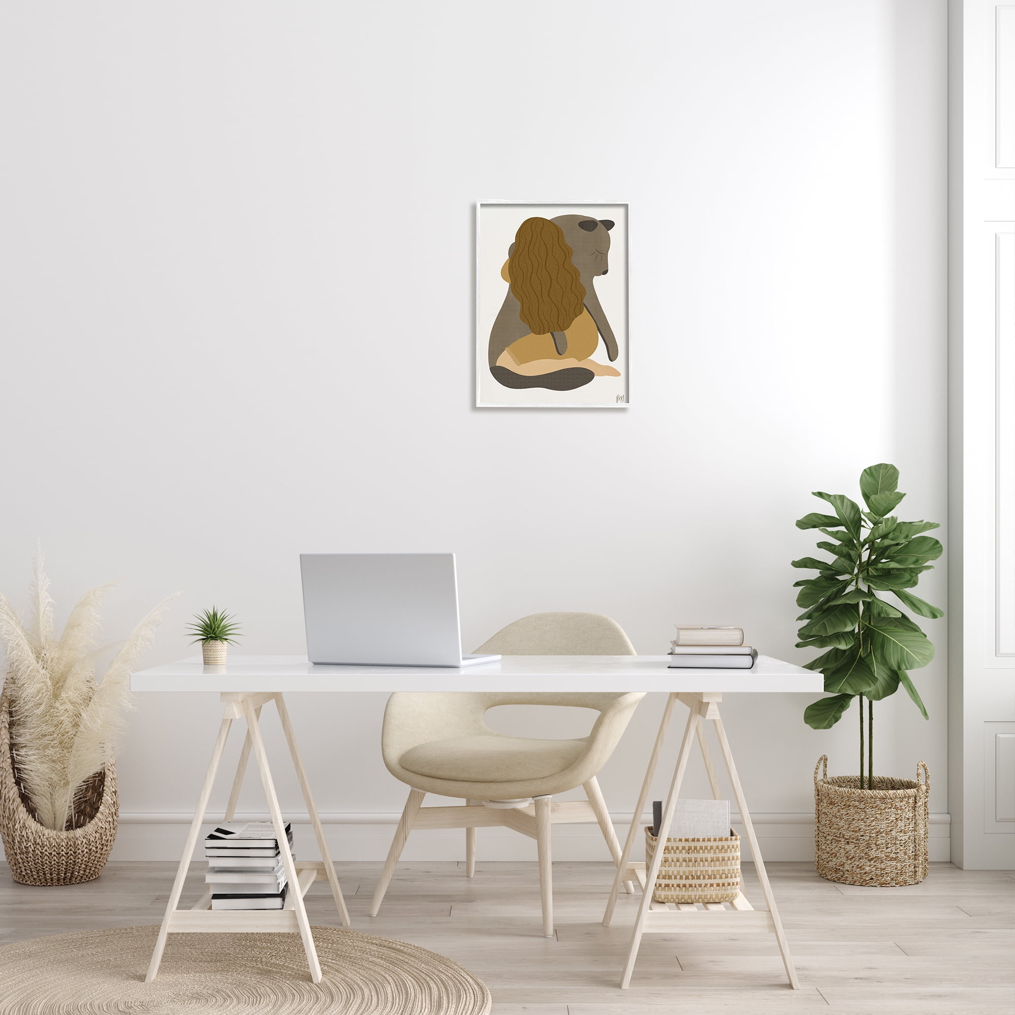 Stupell Indtries Female Hugging Sea Lion Animal Warm Earth Tones,16 x 20,Design by Birch&Ink