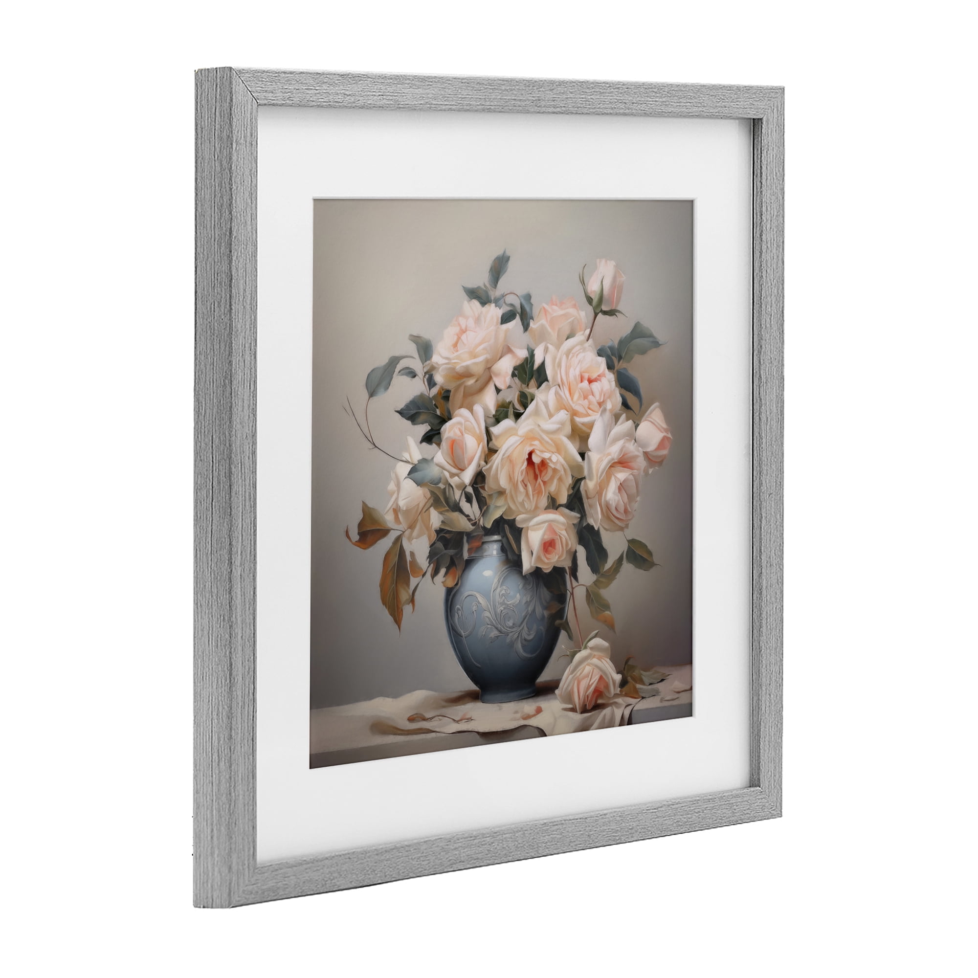 Stupell Industries Rose Paragon Vase Gray Framed Print Under Glass, design by Steve Hunziker