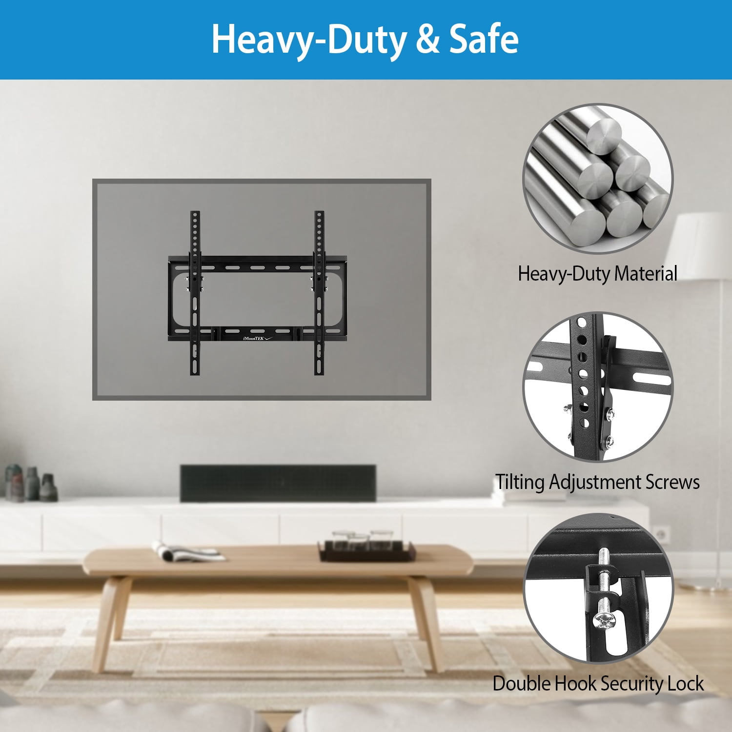 Imountek TV Wall Mount Tilt Dual Arm TV Mount Brackets Max VESA 400x400mm for 26-55in TVs, Black