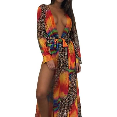 

Women Sheer Long Dress Gown See Through Kimono Robe Bikini Cover Up