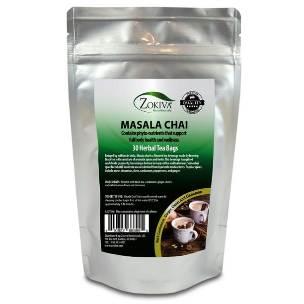 Masala Chai Tea 30 Bags Contains Caffeine, Cinnamon, cardamom and