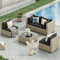 thumbnail image 6 of POTEBAN 5 Pieces Outdoor Patio Furniture Set, Outdoor Wicker Patio Conversation Set with Cushions for Backyard, Porch, Garden(Black), 6 of 9