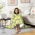 thumbnail image 4 of Wearable Blanket,Yellow Lemon Fruit Flowers Yellow Pattern Hooded Wearable Flannel Blanket for Adults & Teens,Winter Poncho Shawl Wrap Cape Cozy Anti-Pill,50"x60", 4 of 5
