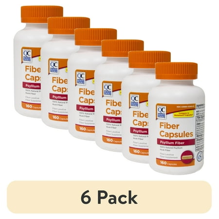 (6 pack) Quality Choice Fiber Capsules 100% Natural Psyllium Husk 160 Each
