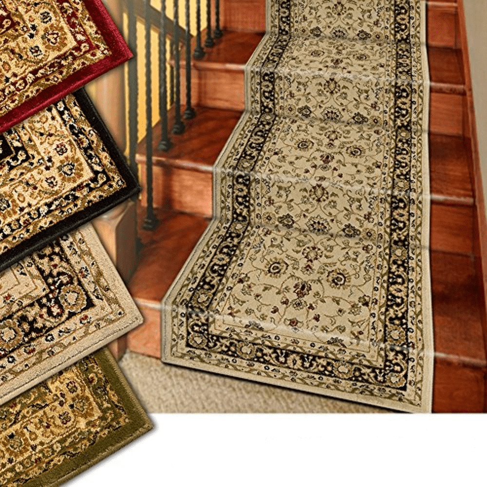 Modern Thick Hall Runner ARGENT Diamonds beige Width 80 cm extra long Stairs