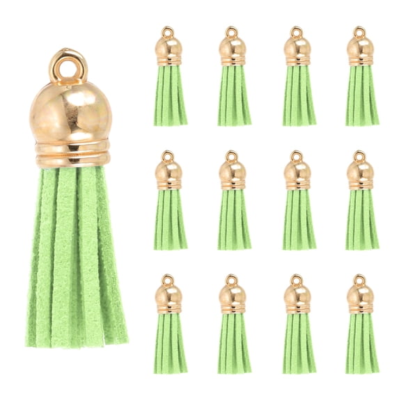 Uxcell 1.5 Inch Leather Tassels, 30 Pcs Faux Leather Keychain Charm Bulk for DIY Craft, Light Green