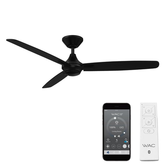 WAC Blitzen 54" Matte Black Smart Ceiling Fan with Remote Control