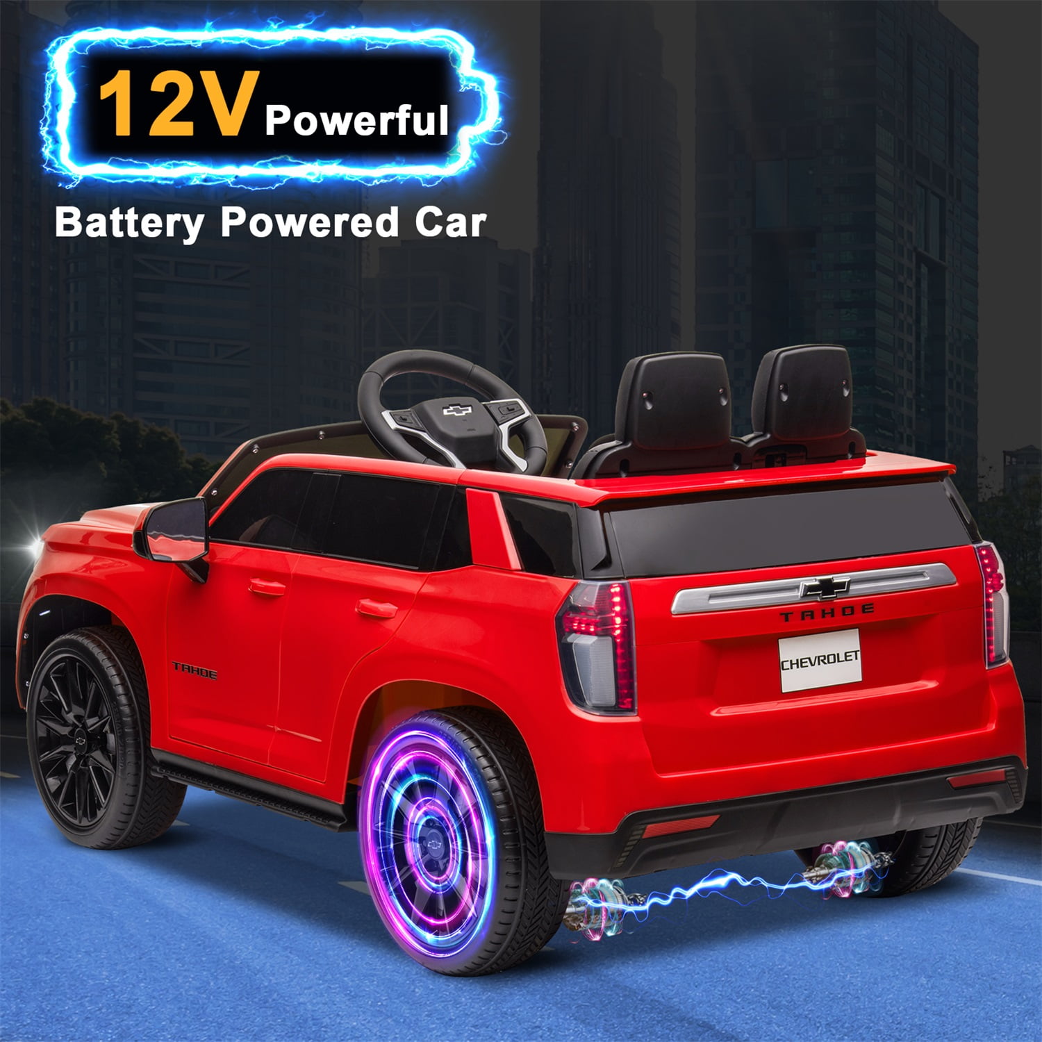 CIPACHO Licensed Chevrolet 12V Ride On, Electric Kids Car Toys with 2.4G Remote Control Dual Drive SUV, Red CIPACHO Licensed Chevrolet 12V Ride On, Electric Kids Car Toys with 2.4G Remote Control Dual Drive SUV, Red