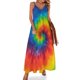 thumbnail image 1 of Vestido sin mangas con estampado de arcoíris y remolino de teñido anudado Vestido largo Vestido para niñas ropa mujer verano 2024, 1 of 7