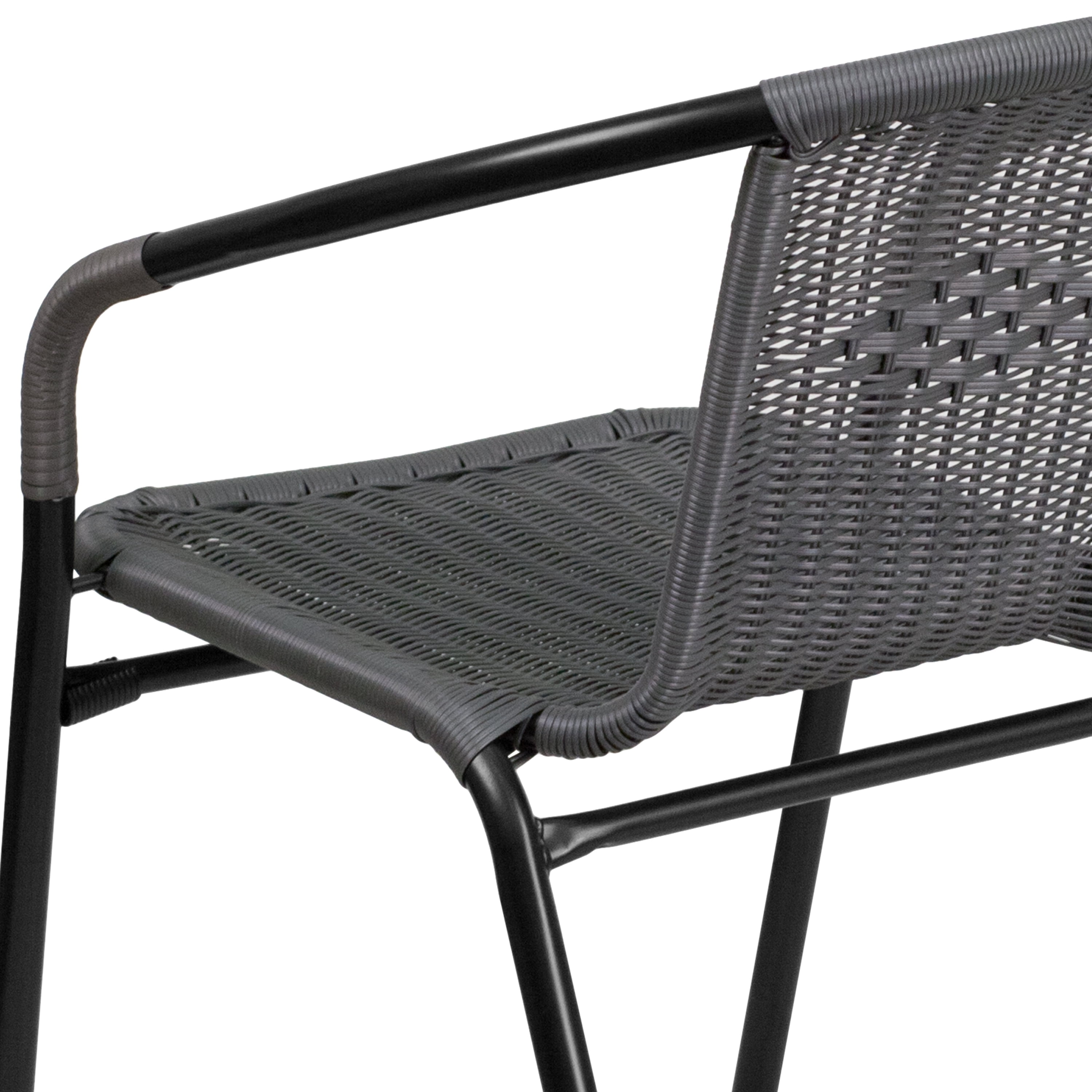 Flash Furniture Lila 4 Pack Gray Rattan Indoor Outdoor Restaurant