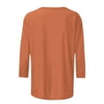 thumbnail image 5 of Orange Tshirts for Women's Solid Color Round Neck Slim Seven Point Sleeve T Shirt Top, 5 of 5