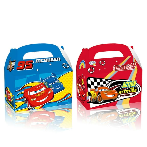 Cars Theme 24pcs Cardboard Candy Box with Handle, Party Gift Box for Halloween, Christmas, Thanksgiving, Kids Birthday Party, Wedding