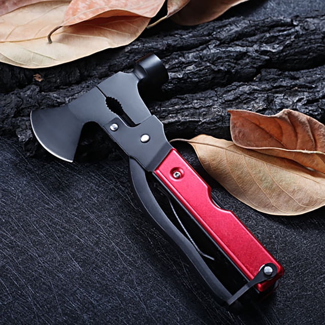 WIFKLSIIPG Multitool Camping Accessories Survival Gear and Equipment 14 in 1Hatchet Gift(Red)
