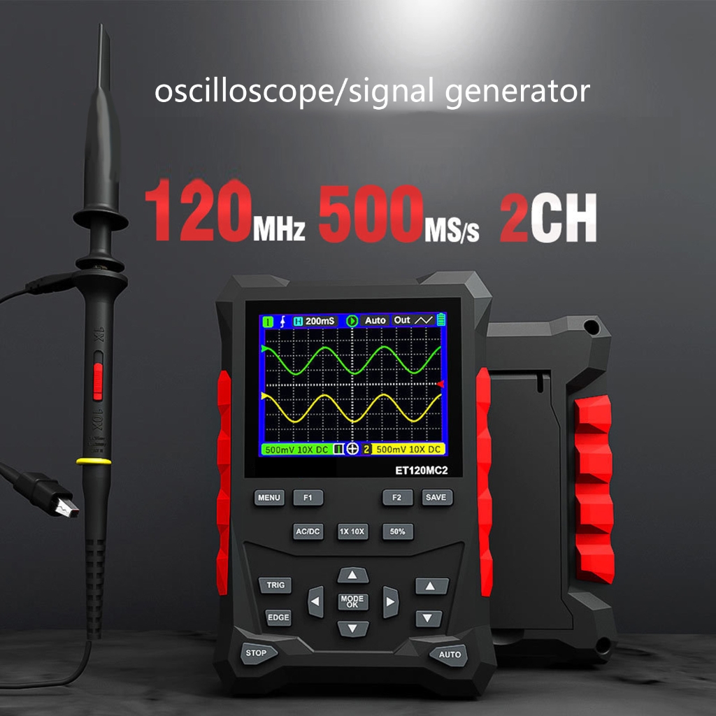 Zeiwohndc Oscilloscope with 2 Channel Waveforms Storage 120M Bandwidth 2.4inch Display
