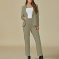 thumbnail image 3 of Quaouag 2 Piece Pant Suits for Women Dressy Blazer High Waisted Straight Leg Pants Sets Business Casual Outfits, 3 of 6
