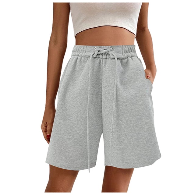 Women's Active Shorts Summer Lightweight Design Casual Wide Leg Crop Pants With Drawstring