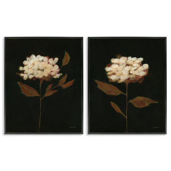 Stupell Industries Solitary Bloom Before Fall Plants & Flowers Painting Black Framed Art Print Wall Art, 11 x 14, Set of 2