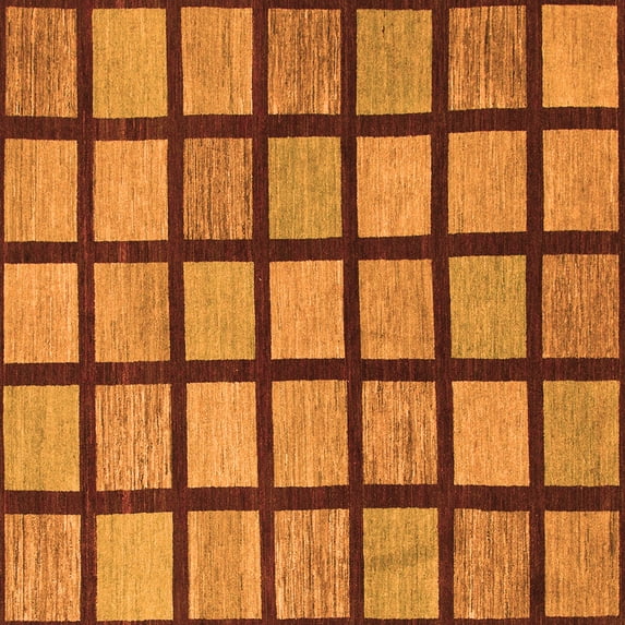 Ahgly Company Indoor Square Checkered Orange Modern Area Rugs, 6' Square