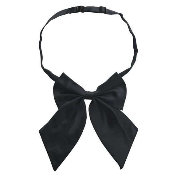 Toptie Women Pre-Tied Bow Ties Solid Color Bowknot Neckwear-Black