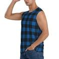 thumbnail image 3 of Kdxio Blue Black Plaid for Men's Muscle T-shirt,Sleeveless for Workout Running Athletic Gym Lounge Casual, 3 of 7