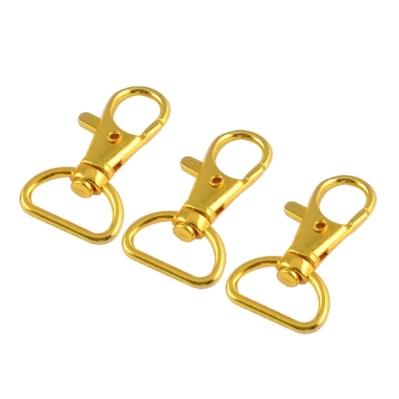 3 Pcs Metal Lobster Clasp Keychain Swivel Trigger Hook Belt Clip Gold Tone