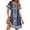 Dark Blue, variant on Women's Split Neck Mini Dress with Floral Print Short Sleeve Casual Shift Dress for Everyday Summer Wear