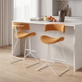 thumbnail image 2 of Costway Counter Height Stools Set of 2 with Curved Back, Padded Seat, Metal Legs, Footrest, 2 of 9