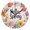 Black, variant on Hello Spring Florals Pastel Color Round Wall Clock Silent Analog Battery Operated Gold Pointer Home Decor 9.84" Diameter