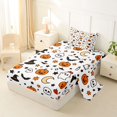 thumbnail image 2 of Manfei Halloween Ghost Print Twin Sheets,Pumpkin With Bat Spider Web Bedding,3pcs,1 Flat Sheet,1 Fitted Sheet and 1 Pillowcase, 2 of 6