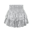 thumbnail image 4 of DHFJKG Womens Glitter Tiered Skirts Sparkling Solid Color Pleated Mini Skirt Sexy Y2K Clothes Stylish Skirt, 4 of 4