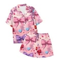 thumbnail image 5 of YUEHUA Girls Silk Pajamas Set Satin Button Down Sleepwear 2 Piece Valentine's Day Pjs Nightwear Loungewear Gifts for Kids, Size 4-5 Years, 5 of 5