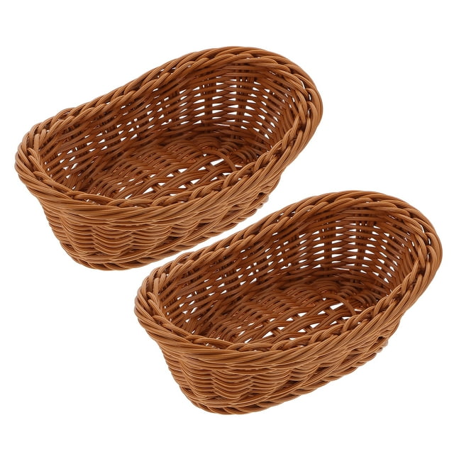 SHISUYAN 2Pcs Plastic Baskets Imitation Rattan Woven Baskets Kitchen Storage Baskets