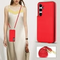 thumbnail image 6 of Crossbody Wallet Case for Samsung Galaxy S25, RFID Blocking Premium PU Leather Shoulder Strap Lanyard Shockproof Magnetic Cover with Card Holder Kickstand Case for Samsung Galaxy S25, Red, 6 of 8