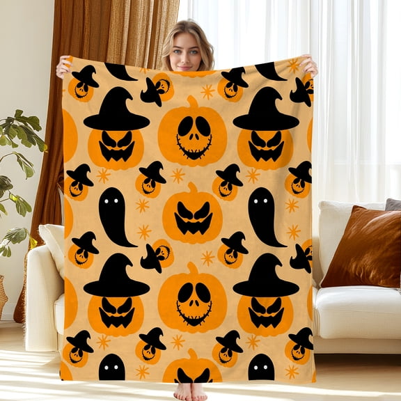 Halloween Throw Blanket 30" x 40" - Soft Flannel Blanket, Cozy Plush for Couch, Sofa & Bed, Fall Winter Decor, for Kids & Adults