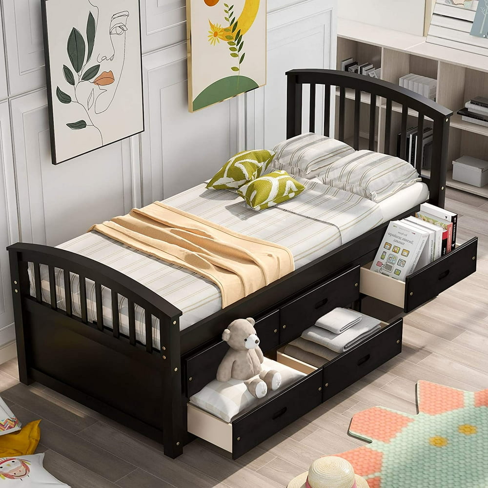 ModernLuxe Twin-size Captain Storage Bed with 6-Drawers,Wood Platform