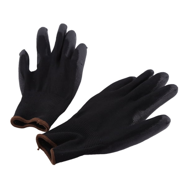 Color Negro Nylon PU Safety Palm Coating Work Guantes, 12 Pares, Para Carpintería, Construcción, Trabajos De Precisión