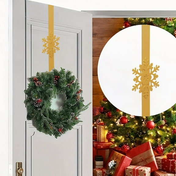 Christmas Wreath Hanger,15in Adjustable Wreath Hooks for Front Door, Easter Christmas Decoration Hangers ,Non Scratch Wreath Hangers for Front Door Décor Welcome Sign(B)