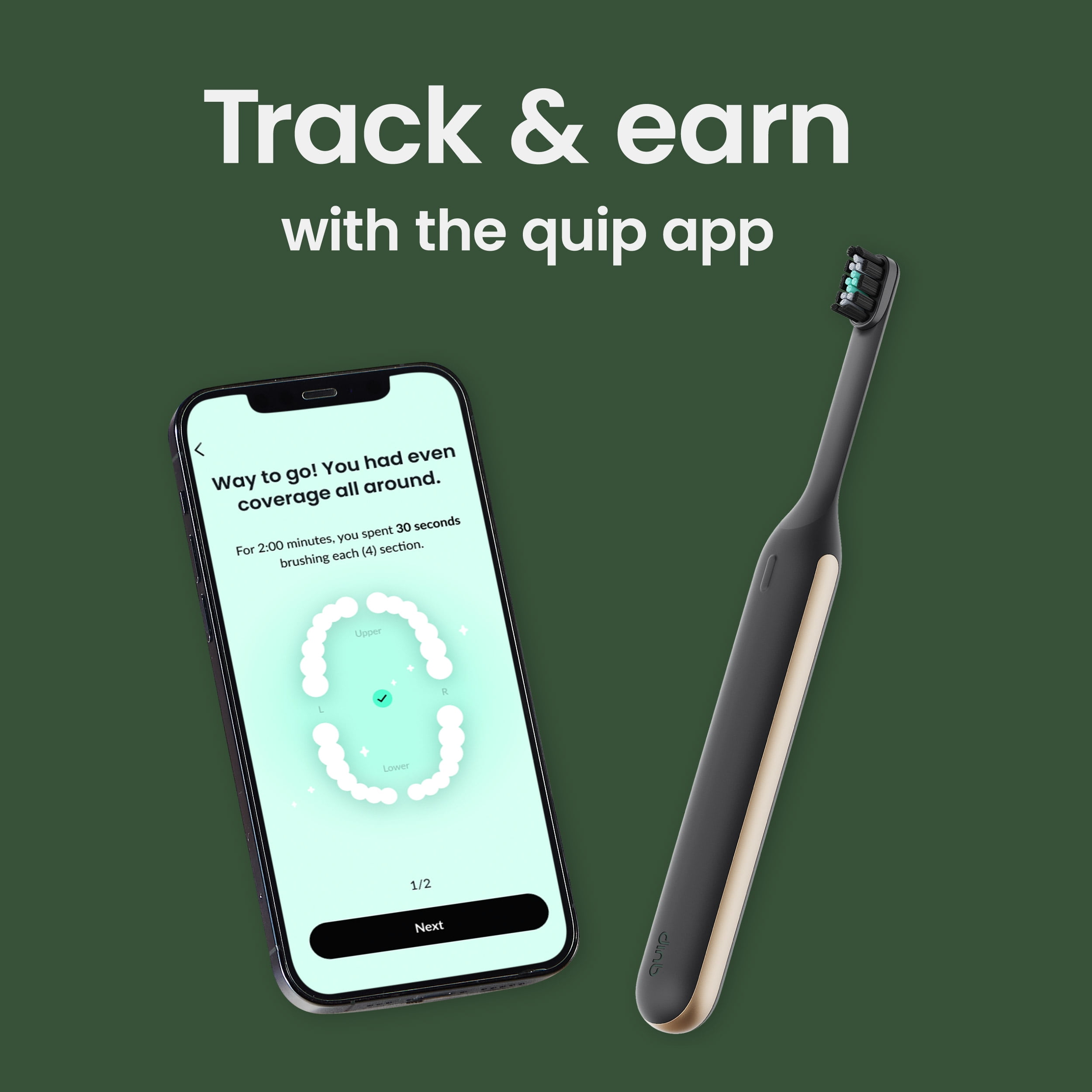 quip Electric Toothbrush, Ultra Smart Sonic, Rechargeable, 1 Count, Black and Gold