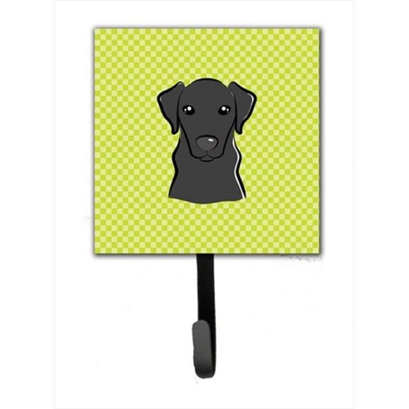 Checkerboard Lime Green Black Labrador Leash Or Key Holder, 4.25 W x 7 H In.
