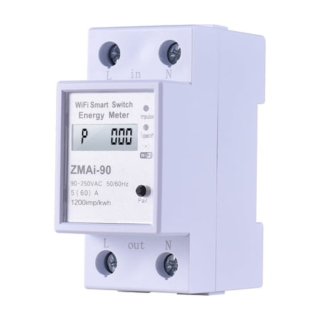 NFTIGB WiFi Intelligent Energy Meter Support TY APP Control Single-Phase Din Rail Smart Electricity Meter Power Consumption Kwh Wattmeter LCD Display Voice Control Metering Switch Functions 220V
