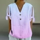 thumbnail image 5 of Vestidos Casuales Para Mujer, Blusas De Mujer De Moda Camiseta holgada de manga corta con cuello en V, botones y estampado sin posicionamiento para mujer, estilo informal y de moda, 5 of 7