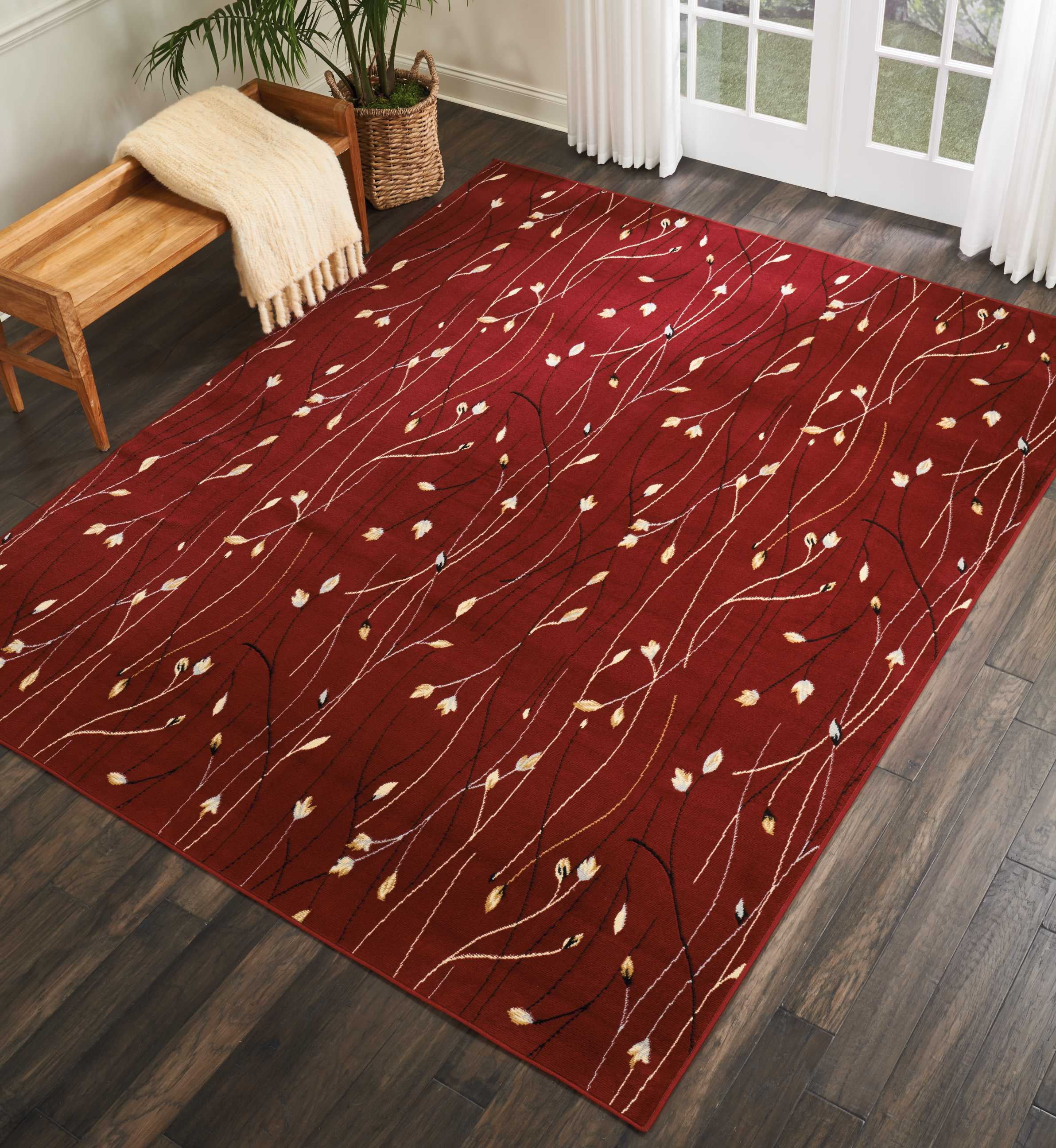 Red Botanical Area Rug by Pinewood Grove