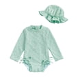 thumbnail image 2 of Gubotare Baby Swim Girls Long-Sleeved One-Piece Swimsuit Summer Swimwear with Zipper Swimming Suits UPF 50+ Sun Protection 3 6 Months (Light Green,3-6 Months), 2 of 4