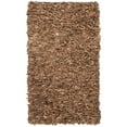 thumbnail image 4 of SAFAVIEH Mariam Leather Shag Area Rug, Brown, 4' x 4' Round, 4 of 8