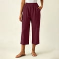 thumbnail image 6 of BUIGTTKLOP Womens Capri Pants High Waisted Lounge Pants Straight Wide Leg Summer Beach Capris, 6 of 8
